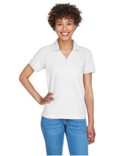 Polo pour femme à manches courtes avec encoure en Y en piqué Pima de Devon & Jones