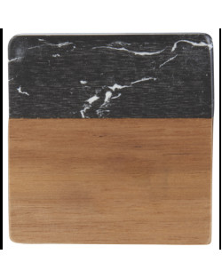 Black Marble and Wood Coaster Set