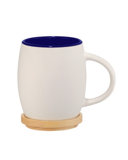 Tasse en céramique Hearth avec couvercle/sous-verre en bois 15oz