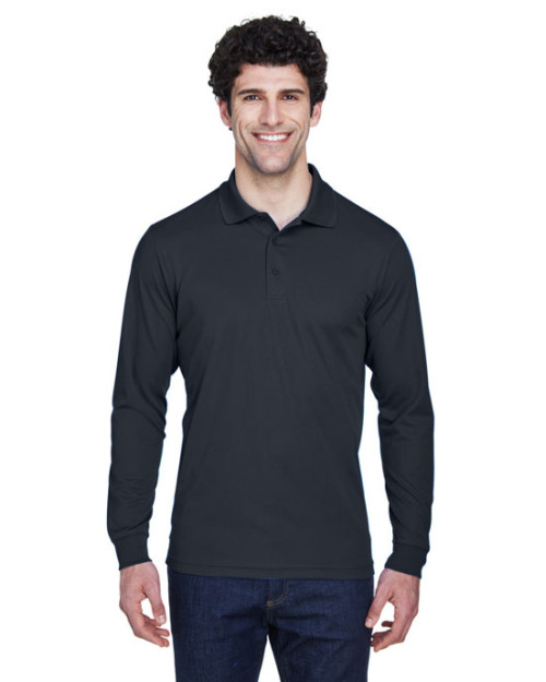 Polo performance pour homme de taille longue en piqué Pinnacle de CORE365MC à manches longues