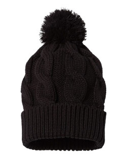 Tuque à pompon avec motif tressé et revers