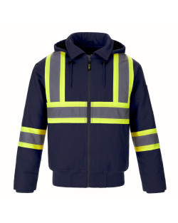 L01290 - International - Men's Hi-Vis Cotton Canvas Bomber Jacket with Sherpa Lining