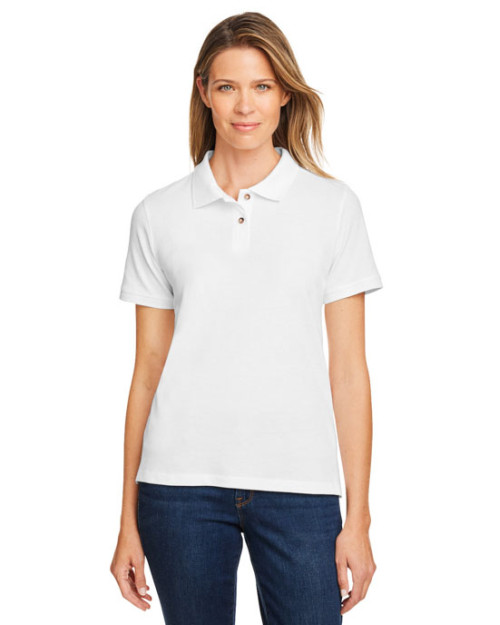 Polo pour femme en coton filé 12,67 oz/vg2 de Harriton à manches courtes