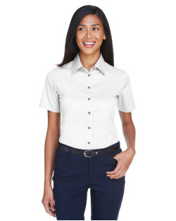 Ladies' Easy Blend™ Short-Sleeve Twill Shirt with Stain-Release