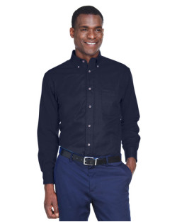 Chemise Easy BlendMC à manches longues pour homme de taille longue en sergé avec anti-tache d'Harriton